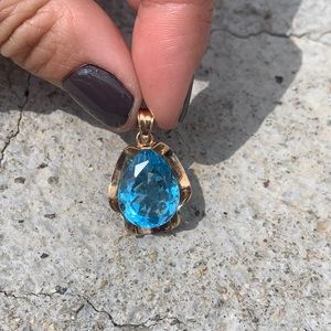10k Gold Pendant with Blue Topaz